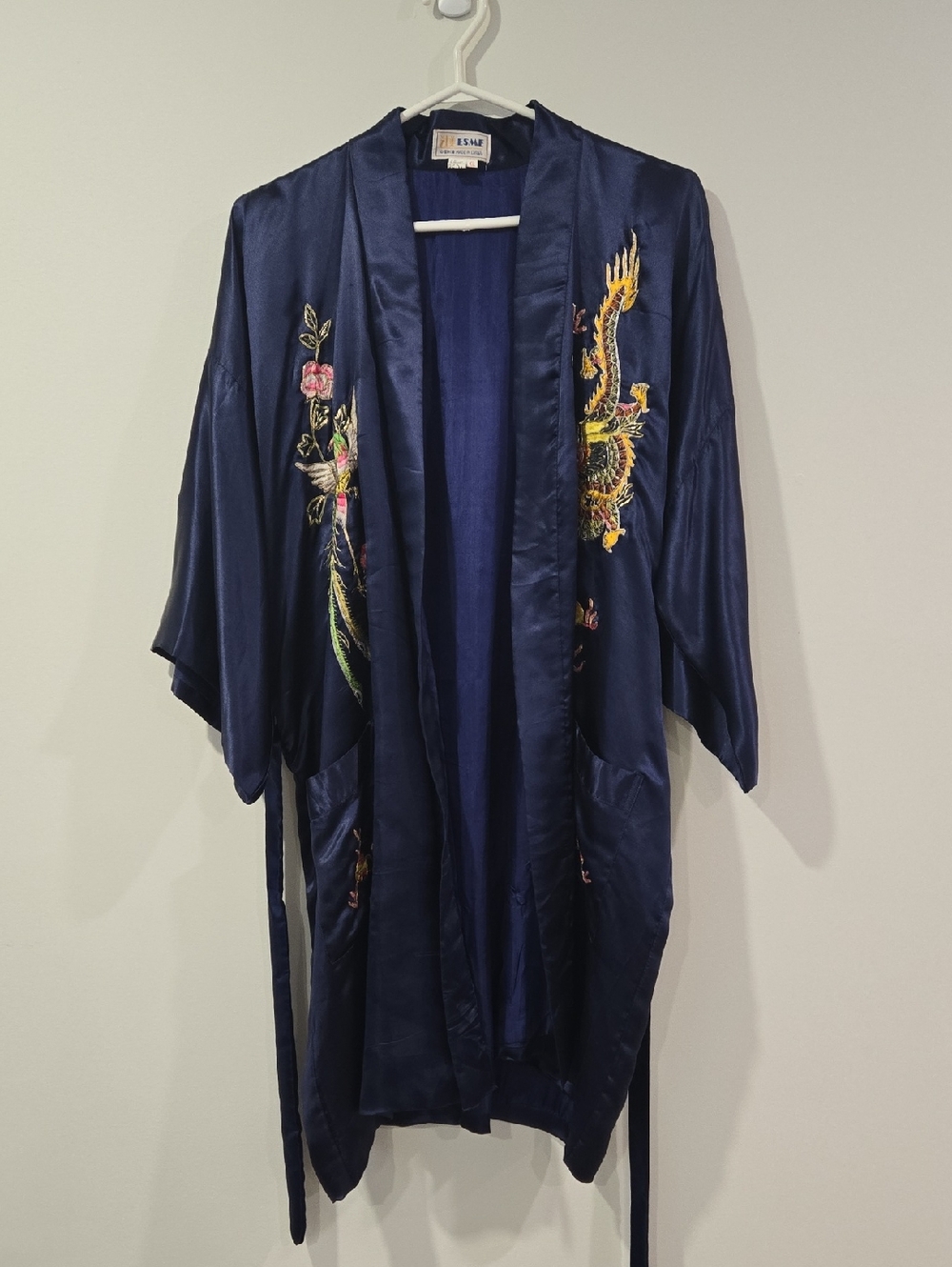 Vintage 80's Chinese Silk Embrodiered Robe - Picture 14 of 14